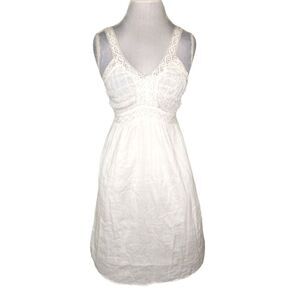 VTG Metro Wear White Lace Strap Ruched Back Fit & Flare Mini Dress Size Small